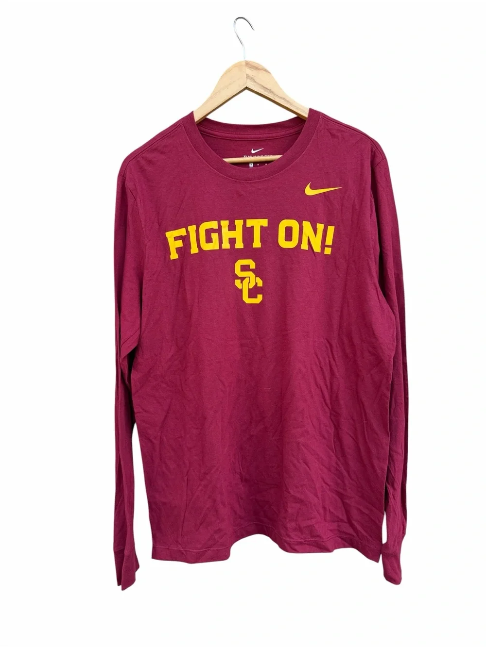 Nike Men’s Cardinal Long-Sleeve T-shirt USC 'Fight On!' size medium NEW
